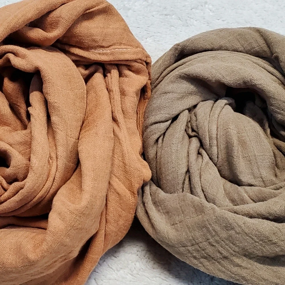 Momcozy Pink‎ Rust Brown Bamboo Swaddle Wrapping Baby Infant Blankets Set